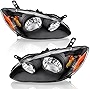 AUTOSAVER88 Headlight Assembly Compatible with 2003-2008 Corolla Black Housing Amber Reflector Clear Lens(Driver and Passenger Side)