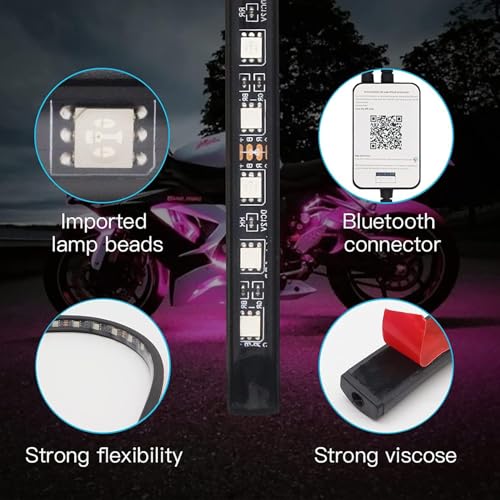 YUGUANG 4 PCS unter Beleuchtung für Auto, APP-Kontrolle Mehrfarbige Lichter synchronisiert mit Musik RGB Lichtstreifen wasserdicht für Autos, SUVs.