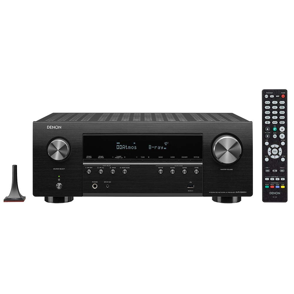 Denon AVR-S960H 2020 Récepteur AV 7,2 canaux 8K Ultra HD (90 W x 7) Conçu pour les jeux vidéo, la lecture de musique, audio et vidéo 3D, Alexa + HEOS, noir