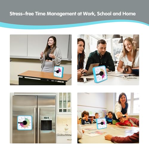 Visual Timer 7.5 inch; 60 Minute 1 Hour Countdown Timer for Kids Classroom Teaching Tool Home Office Meeting, Mechanical Countdown Clock for Exam Time Management Magnetic, Sky Blue with Colorful Disc - Image 7