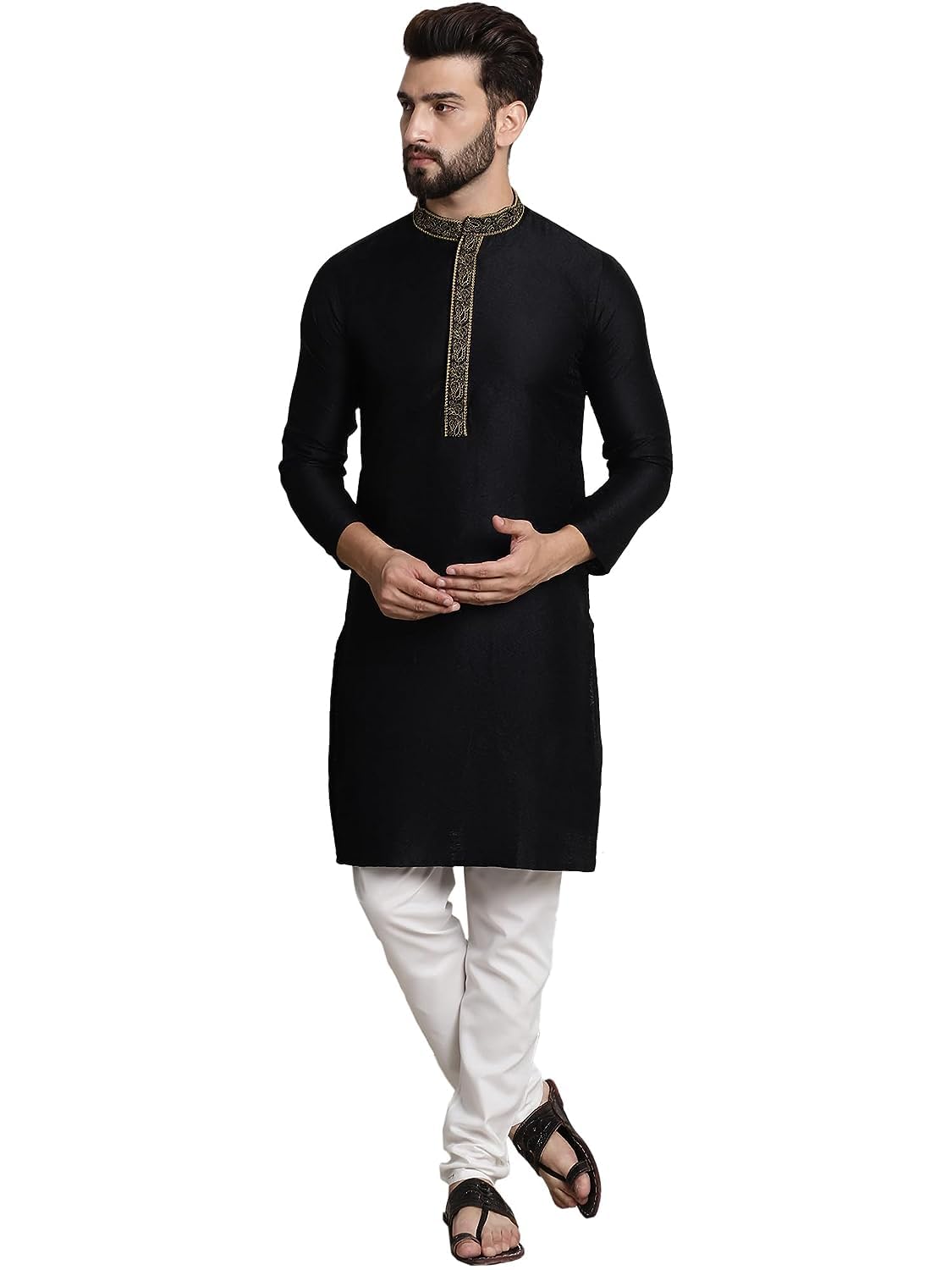 royal kurta Men's Silk Blend Kurta Churidar Pyjama Set-picture-14