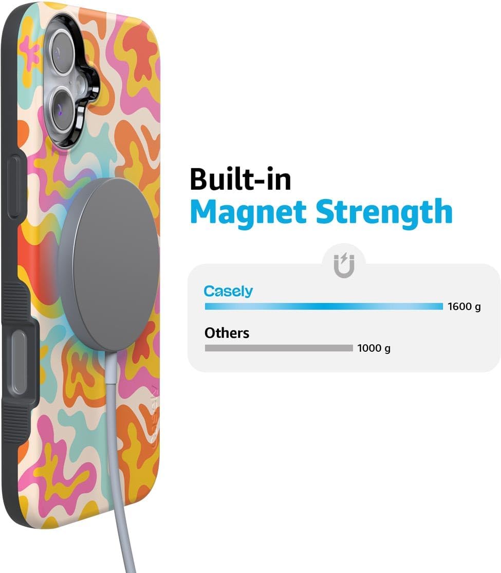 Casely iPhone 16 Case | Tropical Color Splash | Abstract Retro | Bold Protective Design | Compatible with MagSafe - Image 6