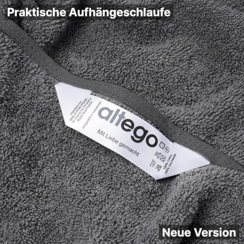 altego Saunahandtuch 100x180 cm Grau 100% Baumwolle - 500 g/m² Premium Qualität - Badehandtuch groß - Saunatuch groß – Badetuch XXL