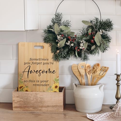 Conjunto de 6 tablas de cortar de bambú con diseño de girasol y mensajes inspiradores 'Thank You' para mujeres, empleados, compañeros de trabajo y amigos miniatura 5