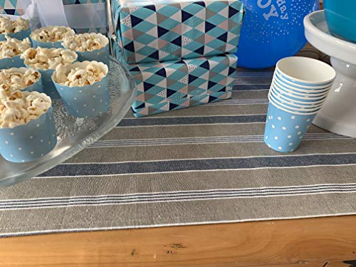 Nautical Table Runner - Cotton Decorative Embroidered Design – Natural, Navy Blue And White - Boat Compass Anchor (72 Inch) #TOP5