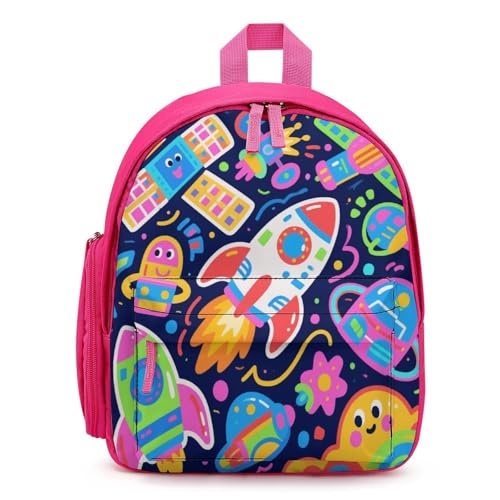 Cartoon Rocket Mini Backpack Light Weight Small Travel Backpack Shopping Travel Daypack