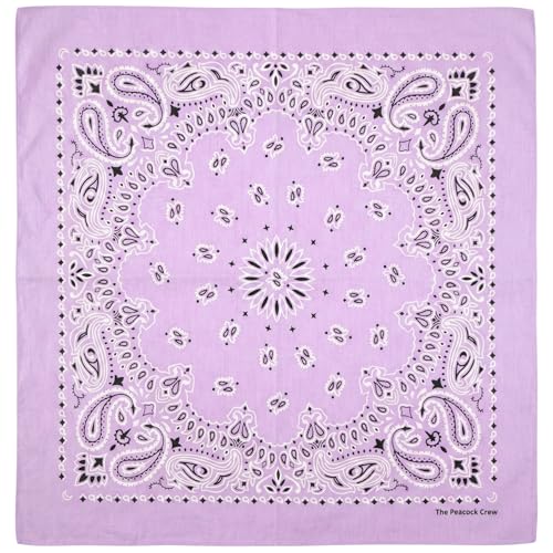 The Peacock Crew Lavender Bandana in Premium Soft Cotton for Men and Women Paisley Scarf Gift Kraft Pack