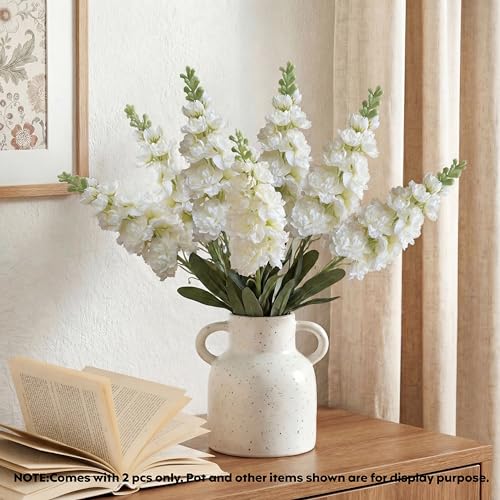 Image of Decor & More 2 PCS Realistic Silk Delphinium Long Stem Artificial Flowers Bunch Without Pot | Artificial Flower for Decoration | Long Artificial Flowers for Big Vase | Home & Restaurant (Without Pot)