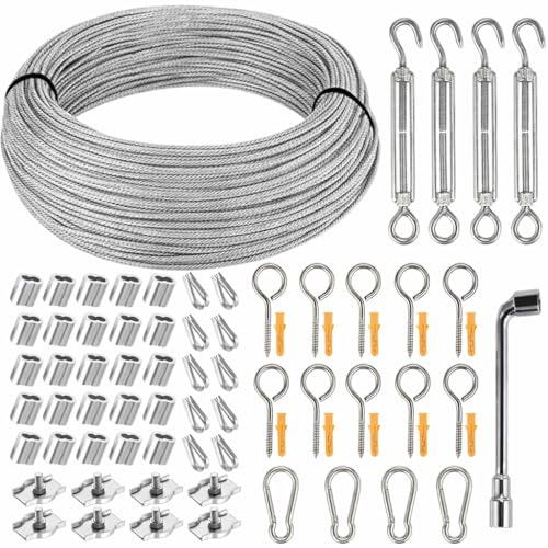Kit câble acier 3mm 36m Cieex gainé PVC avec tendeurs pour jardin