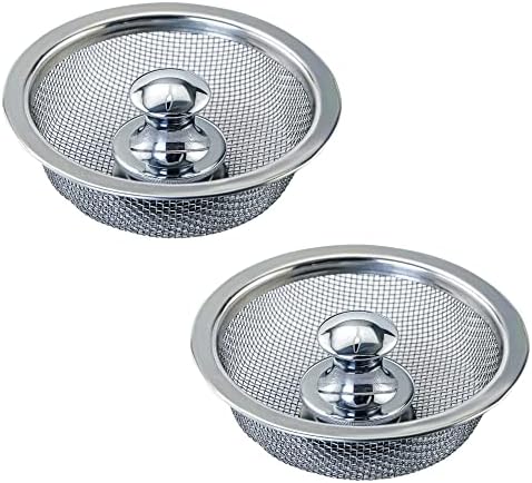 Oecoel Kitchen Sink Strainer Drain for Stopper Combo Basket Replacement Stainless Steel Sink Drain with Handle Sink Stopper Suitable for Bathroom Kitchen Drain Strainer(2 pcs)