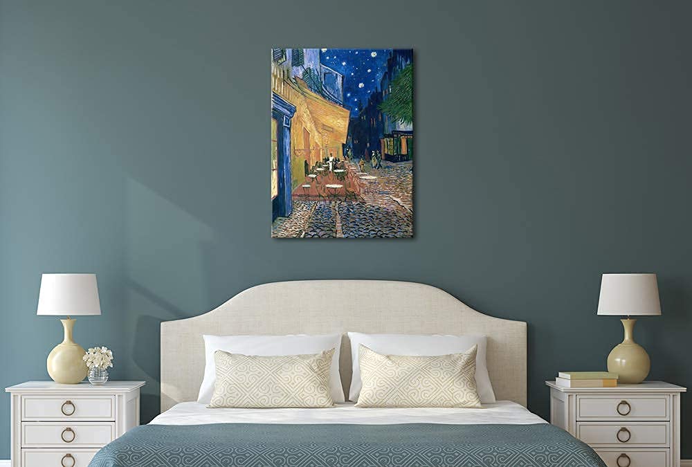 Wieco Art Van Gogh Cafe Terrace at Night - Reproducción de pinturas al óleo clásicas de Van Gogh, impresiones en lienzo envueltas en galería, arte de pared para comedor, hogar, oficina