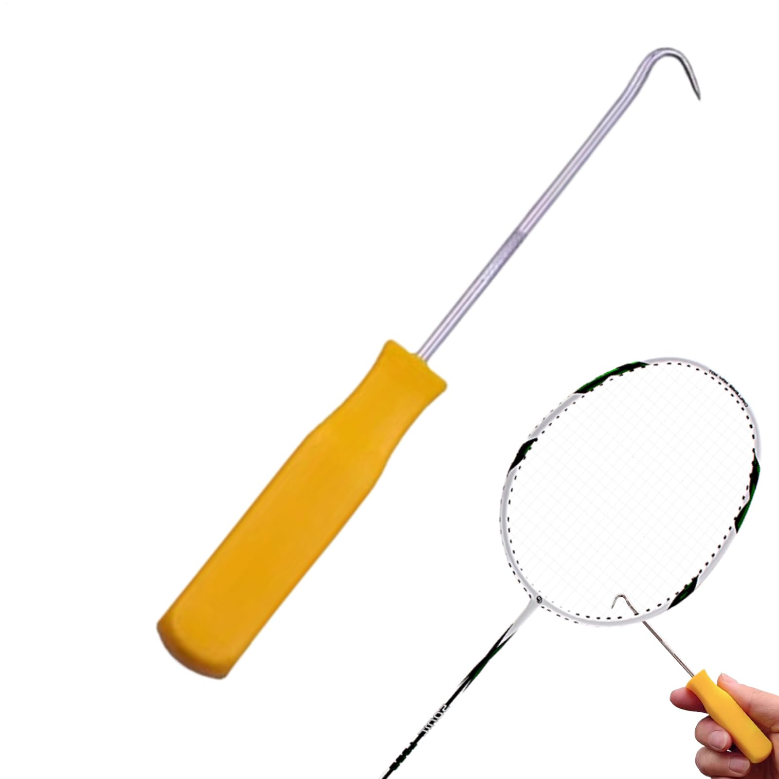 Kit de Encordar Raquetas de Tenis: Gancho para Enhebrar, Extractor de Punzón Recto, Duradero, Agarre de Precisión