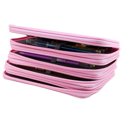 Cosanter 72 Ranuras Portalápices de Gran Capacidad Caja de lápiz de Tela Oxford Organizador de lapiz de arte dibujo Escuela Viaje Rosa Lápices No Incluidos