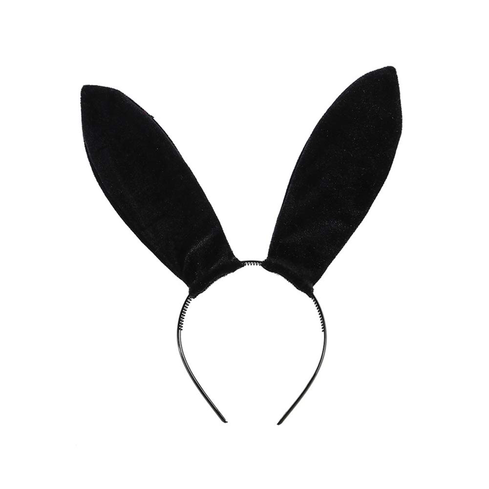 Camelliass Bunny Ears Headband Rabbit Ear Hair Band Halloween Cosplay Headpiece Hair Hoop Animal Headwear Costume Accessory (Black)