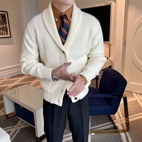 Men Shawl Collar Button Cardigan Sweater Ribbed Knitwear Long Sleeve Casual Fit Knit Pullover2
