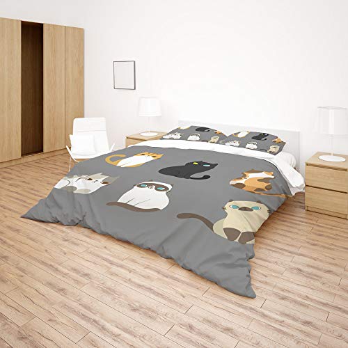 Parure de lit chats premium en microfibre de polyester super douce lit 3 pièces
