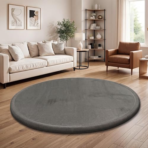 Paco Home Teppich Kinderzimmer Kinderteppich Baby Spielteppich Krabbeldecke Krabbelmatte Weich rutschfest Jungen Mädchen Deko, Grösse:80 cm Rund, Farbe:Grau