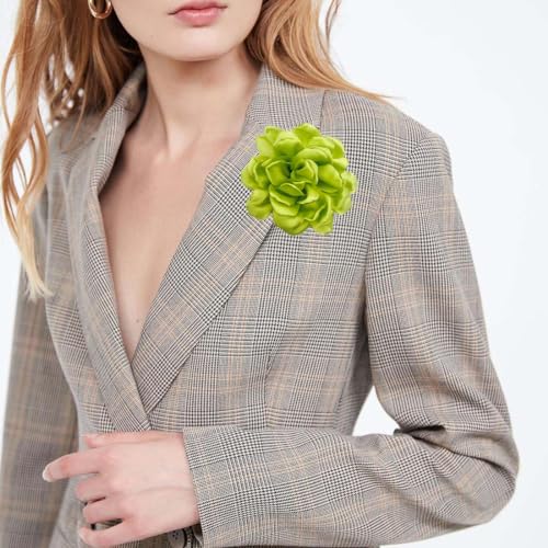 Image of Dainty Fabric Rose & Camellia Flower Oversized Brooch Pins & Hair Clip - Large Lapel Pin, 4.3in /7.5in