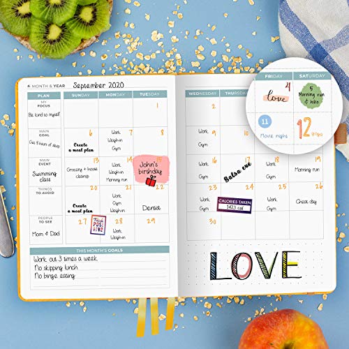 Clever Fox Food Journal Pocket Size – Daily Food Diary, Meal Tracker & Planner For Purse, Calorie And Nutrition Log, For Sticking To A Healthy Diet & Achieving Weight Loss Goals, 4.0X5.5 Amber Yellow #TOP3