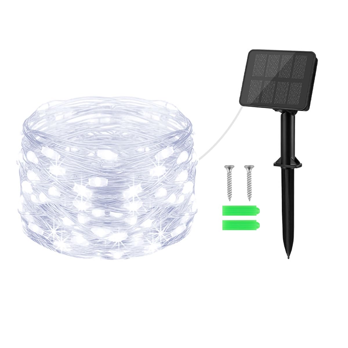 Solar Lichterkette Außen,Gcstnn 1Stück 10M 100 LED Lichterkette KupferDraht Aussen,Speicher mit 8 Modi IP65 Wasserdicht lichterkette Deko für Garten,Bäume,Balkon,Terrasse,Tor,Hof,Weihnachten(Kaltweiß)
