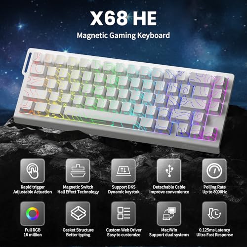 Teclado Gamer X68 HE Magnético USB Bluetooth 2.4GHz miniatura 7
