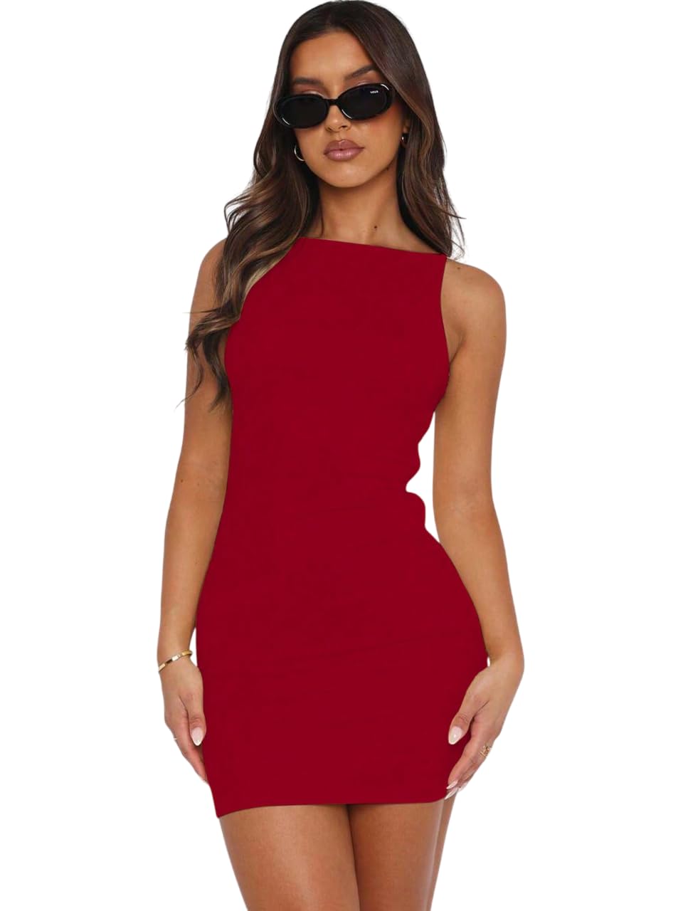 kateclo Women's Sleeveless Bodycon Dress - Sexy Black Mini Dress with Square Neckline and Backless Design for Party, Night Out, and Cocktail Events-picture-28