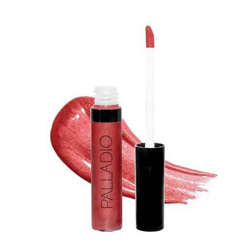 Palladio Brillo de labios, brillo de labios no pegajoso, contiene vitamina E y aloe, ofrece un color intenso e hidratación, minimiza las arrugas de