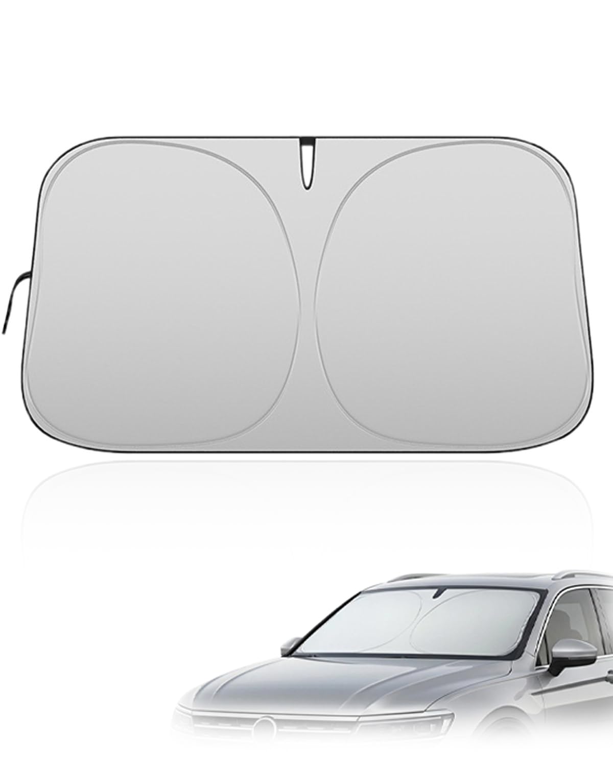 1x Parasole Auto Parabrezza 145x80cm Grande, pieghevole, titanio argento, mantiene l'auto fresca e protegge l'abitacolo dal calore e raggi UV