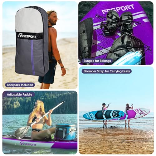 fbsport 1139 premium stand up paddle board yoga board with durable sup accessories amp carry bag  wide stance surf control non-slip deck leash paddle and pump for youth amp adult