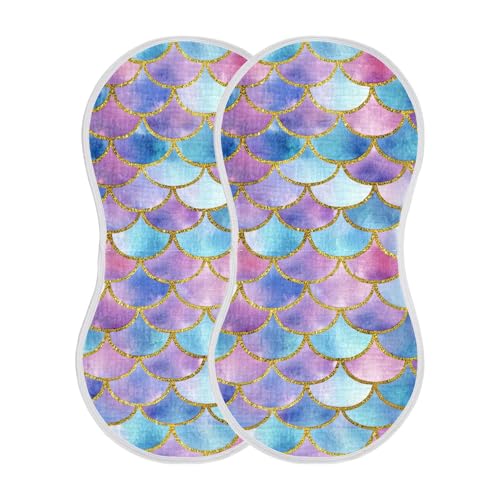 xigua Scallop Scales Baby Burp Cloths for Newborn Boys and Girls 2 Pack, Soft & Absorbent Cotton Baby Burp Cloth, Baby Washcloths, Newborn Towel, Burp Rags2
