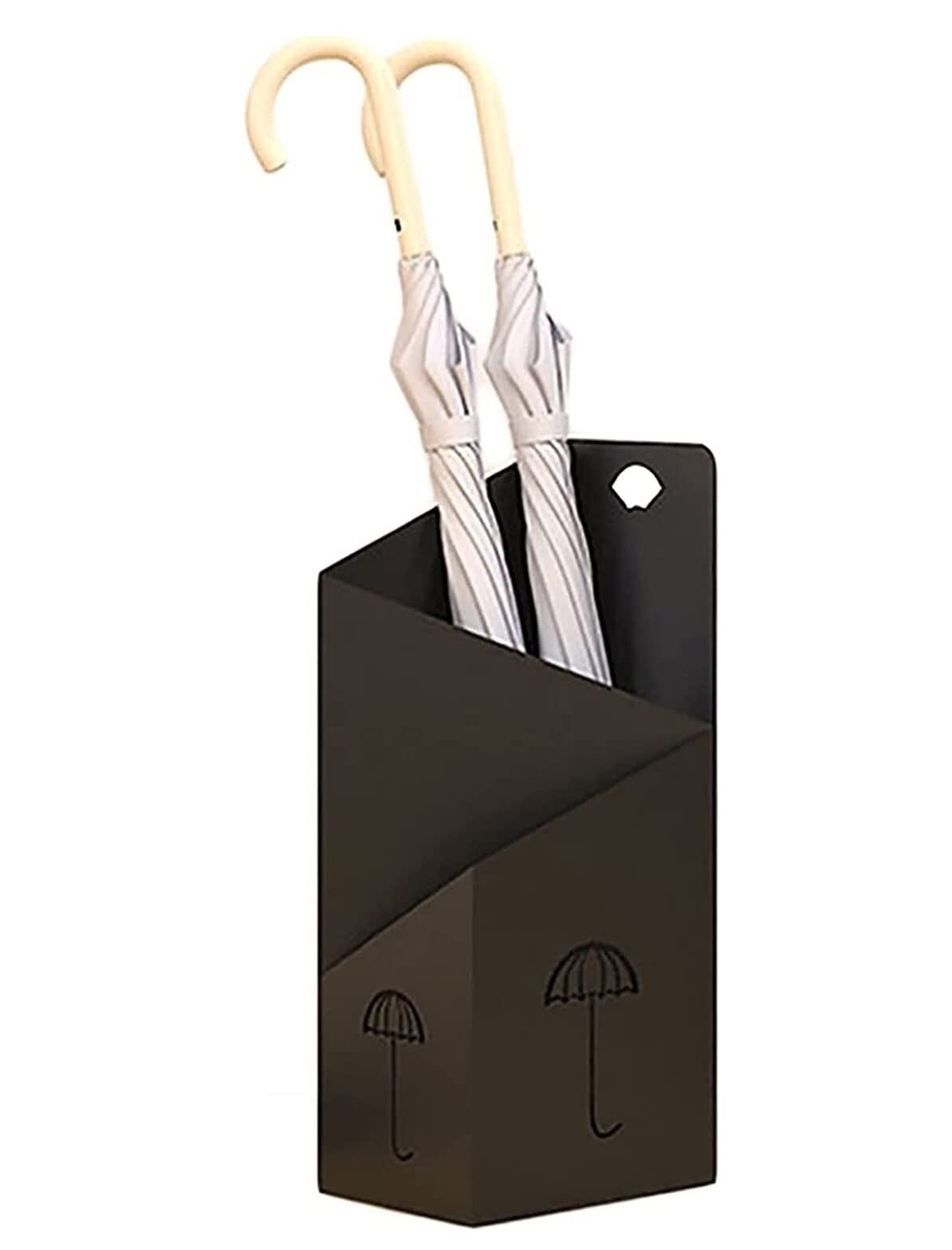 BHFPFZA Creative Metal Umbrella Stand with Independent Drip Tray, Stylish for Walking Sticks, Home and Office Entryway Storage - Black
