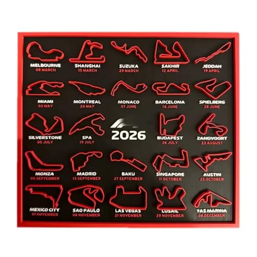 HTLNUZD 2026 F1 Racing Map Poster - Premium Art Print for Home Decor | Living Room Bedroom Entrance Bar & Cafe Wall Decoration (Circuit+Race Date)