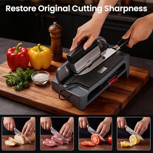 Image of Knife Sharpener,3 Stage Kitchen Knife Sharpener,Adjustable Multi-Angle Guide Knife Sharpening Stone,Gifts for Women Men,Magnetic Manual Knife Sharpening Kit,Diamond & Pulpstone & White Corundum