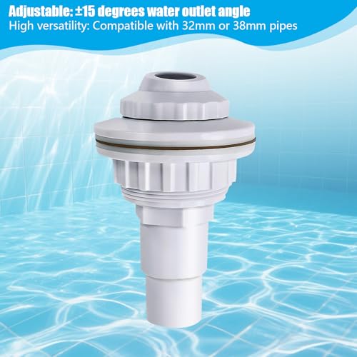 EVBOTGEE Pool Einlaufdüse Verstellbar mit Schwenkbarem Kopf, Einströmdüse für Stahlwandpool, Auslassdüse mit 32mm und 38mm Schlauchanschluss, Düse für Gleichmäßige Wasserzirkulation, Zubehör