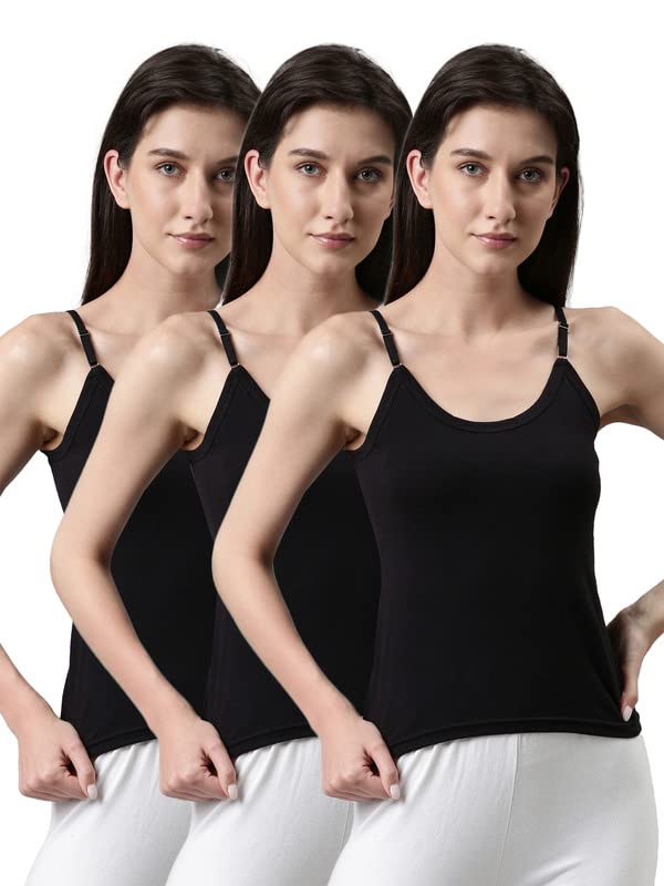 Image of Dixcy Slimz Solid Slim Fit Scoop Neck Sleeveless Cotton Camisole for Women
