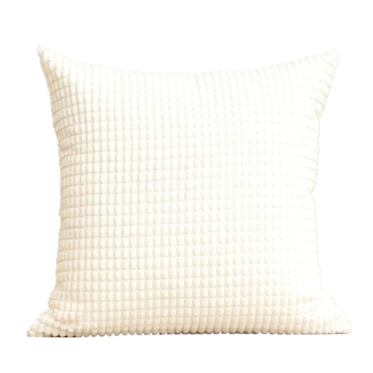 BFLCWSTD Cushion Covers Soft Corduroy Corn Kernel Cushion Cover Solid Color Pillow Suitable For Bedroom Sofa Chair Car Home Decoration(White,600mm*600mm)