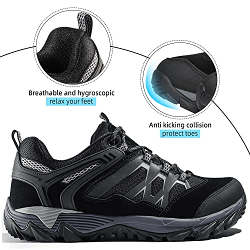 Golden Camel Mens Hiking Shoes Waterproof Trekking Shoes Breathable Low Top Camping Athletic Trail Running Walking Shoes Black 9 #TOP2