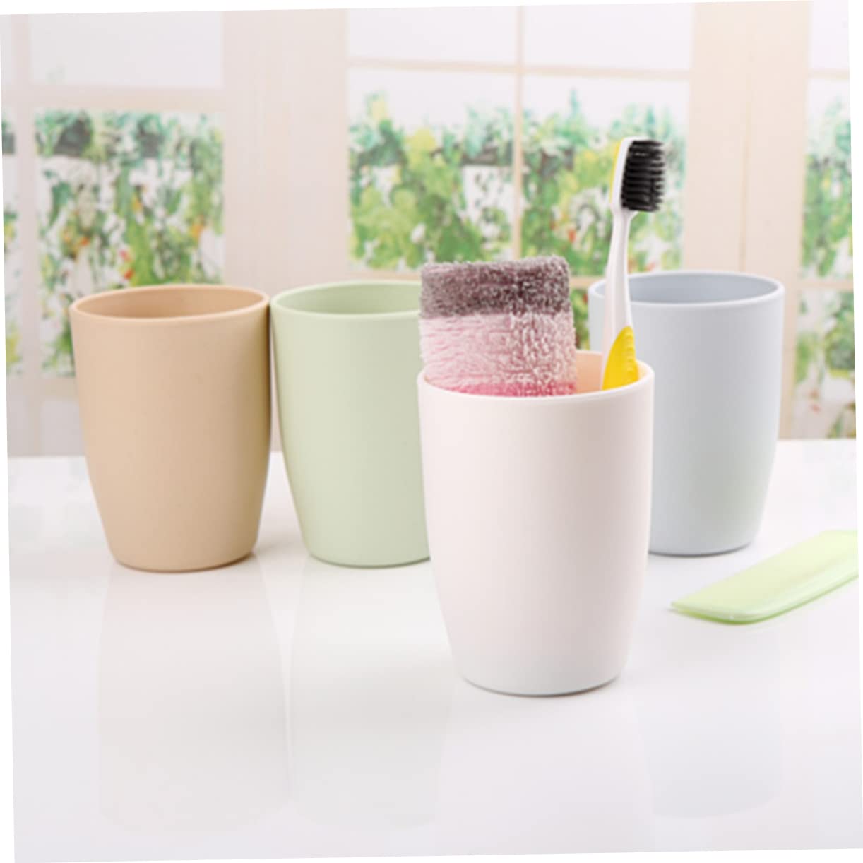 OSOLADY Rinse Cup Thickened Round Mouthwash Cup Break-resistant Plastic 201-300ml Tooth Mug for Bathroom