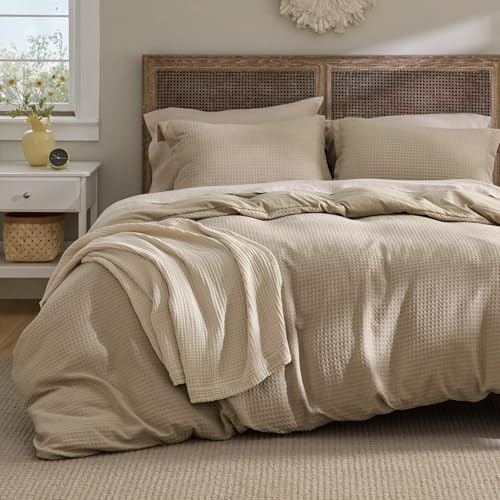 Bedsure Luxury Waffle Duvet Cover Queen Size -...