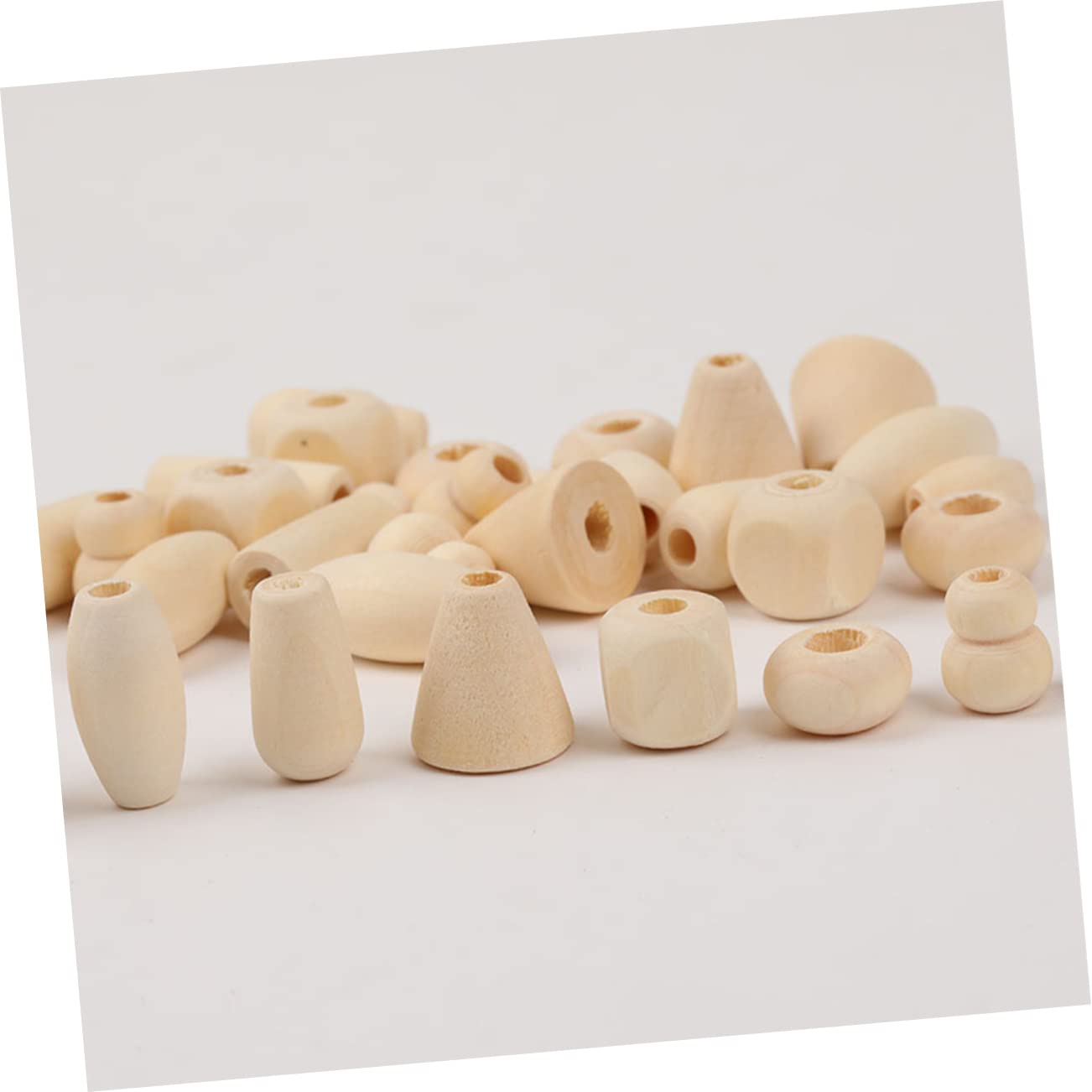 NUOBESTY 50pcs Wood Beads With Face Pattern - Bulk Craft Beads For Jewelry Making, Bracelets, DIY - View #5