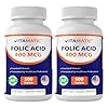 Vitamatic Folic Acid 400 mcg - 500 Vegetarian Tablets - Vitamin B9-2 Pack