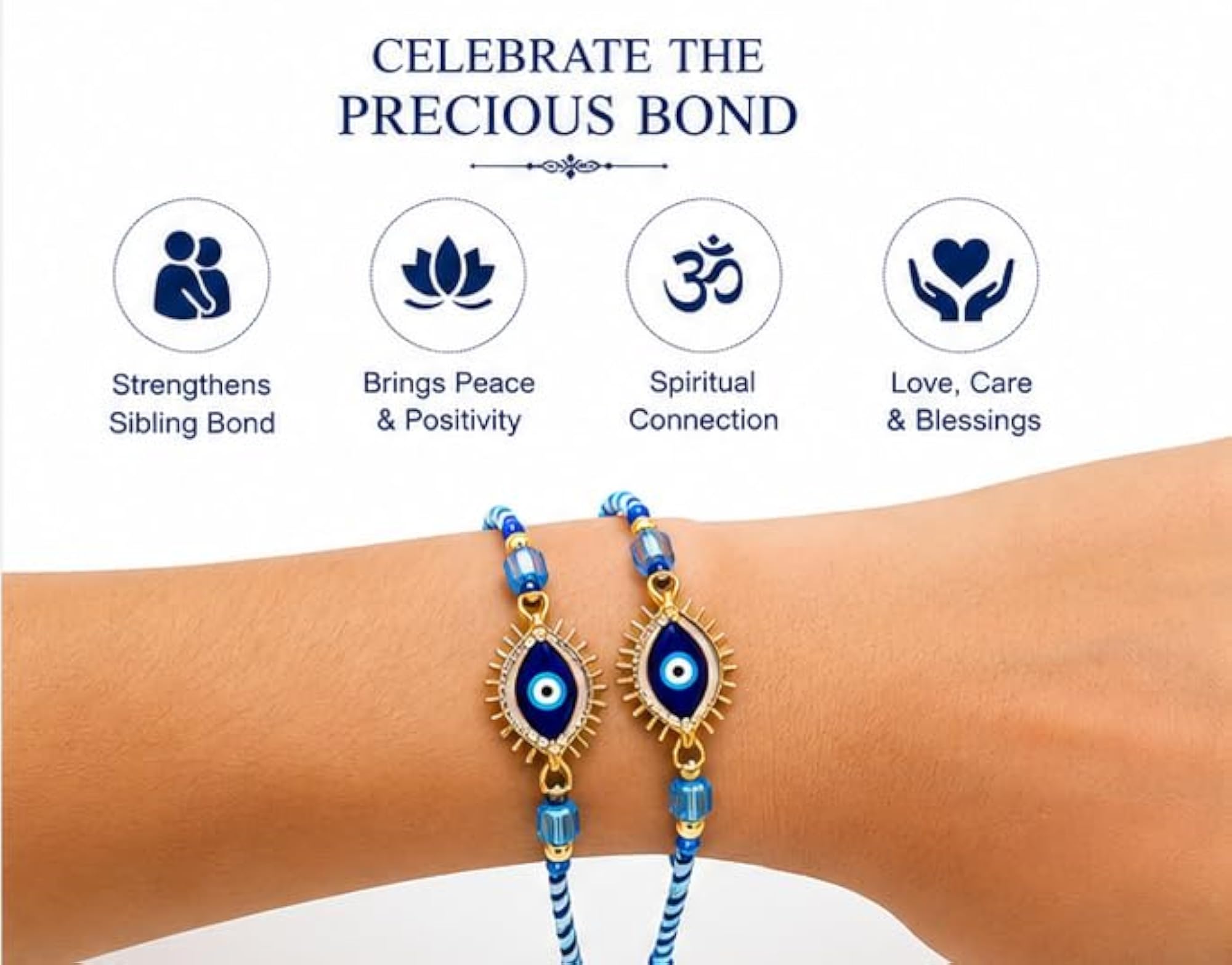 Premium Designer Evil Eyes Rakhi Set of 2, Gift Pack