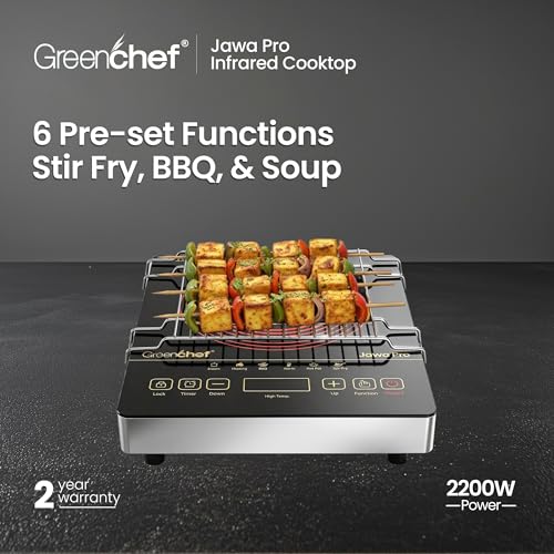 Image of Greenchef Induction and non-induction compatible Infrared electric Cooktop with 3 pre set menu function and feather touch contol with - Jawa Pro