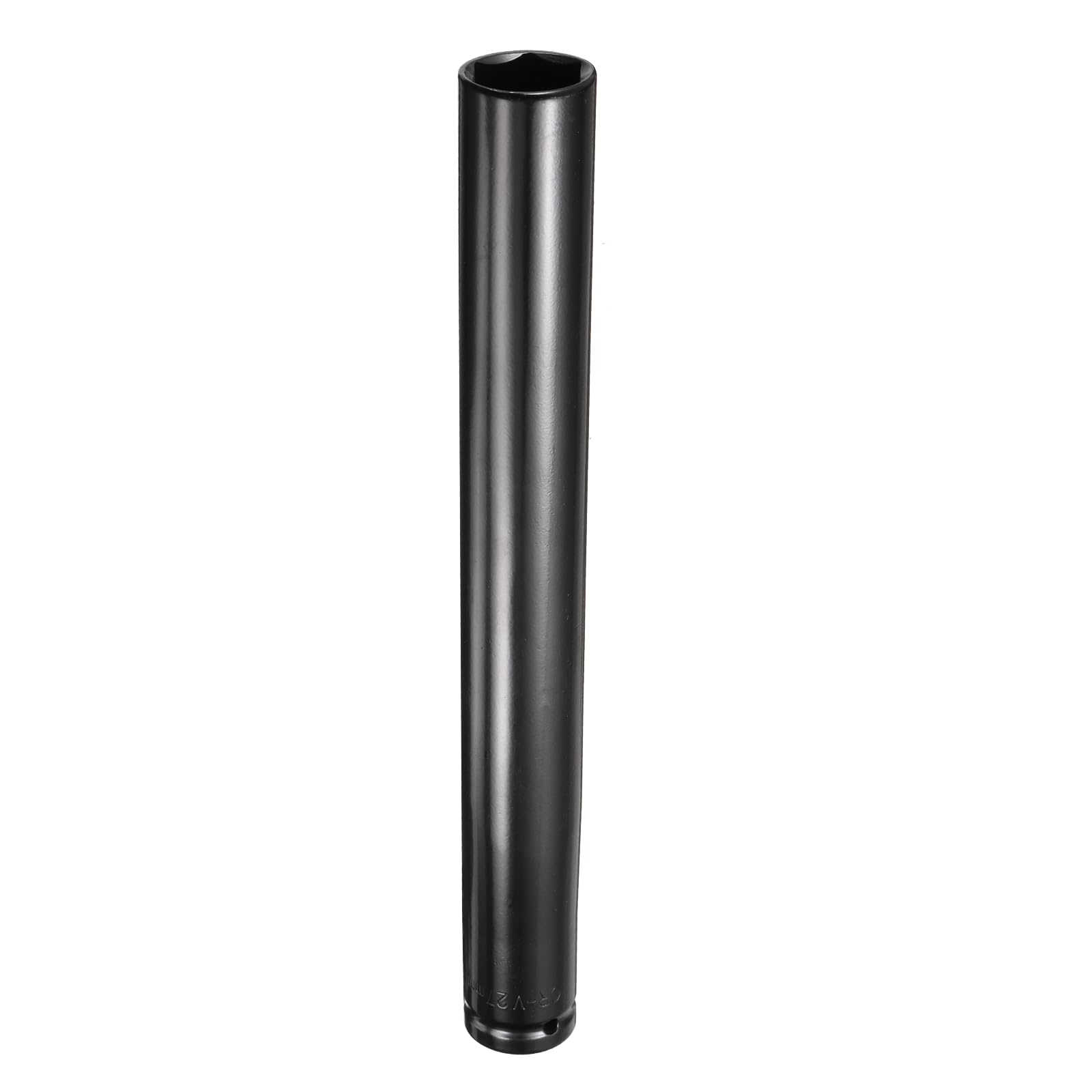 sourcing map 6-Point Deep Impact Socket 1/2" Drive 27mm Metric Socket 12" (300mm) Extra Long Heat-Treated 45# Steel for Home Auto Spindle Axle Hex Nuts Bolts Repair, Black