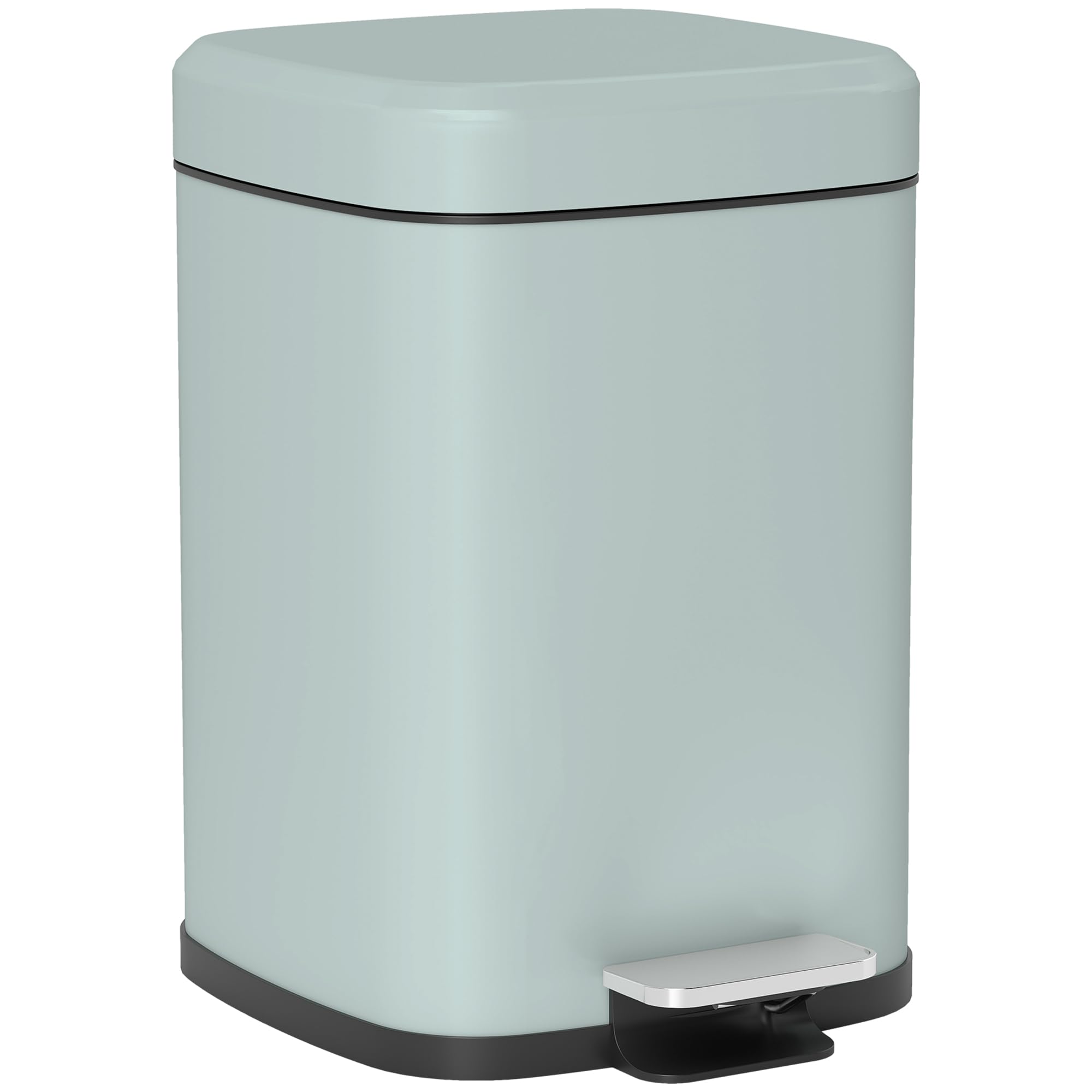 Homcom Light Green Kitchen Pedal Bin, Metal Rubbish Bin With Soft-Close Lid In | Size: Small
