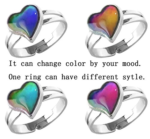 Mood Ring Heart Shaped Changing Color Emotion Feeling Finger Ring 2 Pcs with Box2