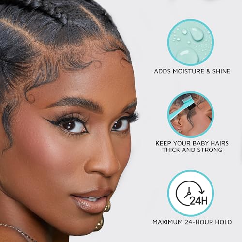 KISS Colors & Care Maximum Hold Edge Fixer, 24 Hour Scented Styling Hair Gel with Biotin, Non-Greasy, Long-Lasting Moisture & Shine for All Hair Types, 30 mL (1.01 US fl. oz.), Sweet Peach