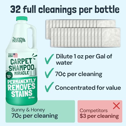 Sunny & Honey Carpet Cleaner Shampoo Solution for Machines, 32floz Mint by Sunny & Honey - Image 5