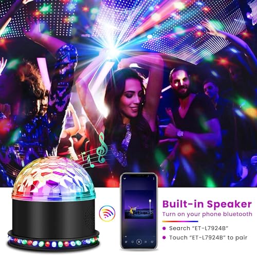 Discokugel, BLITZWILL LED Discokugel bluetooth Musikspieler Discolicht Partylicht RGB Lichteffekte, Disco Party Lampe Musikgesteuert 6 Lichtmodi mit Fernbedienung, EU Stecker für Heim Weihnachten KTV