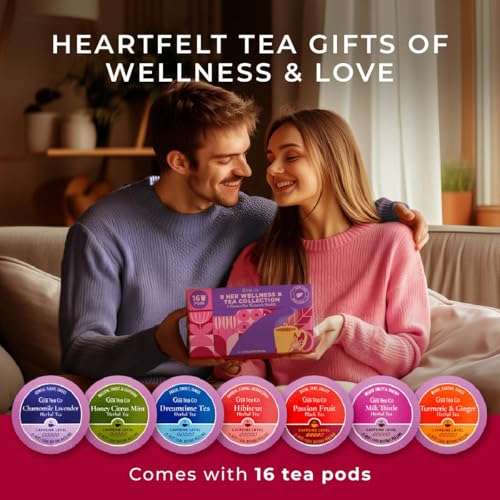 Image of Her Wellness Tea Pod Gift Set (16 Count) - 7 Flavors Assorted Variety Pack | Chamomile Lavender, Citrus Mint, Turmeric Ginger, Hibiscus, Milk Thistle, Dreamtime, Passion Fruit, for Women, Non-GMO